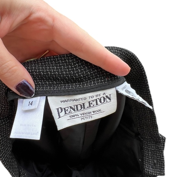 Vintage Black & White Wool Trousers Pendleton Size 14 Petite - Picture 6 of 6